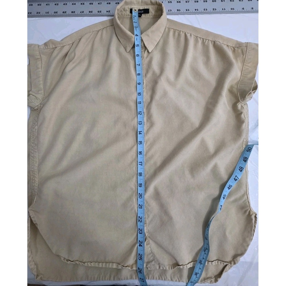 Quince Womens Size X Small Tan Tencel Button Up Blouse Minimalist  Relaxed Fit - Picture 5 of 9